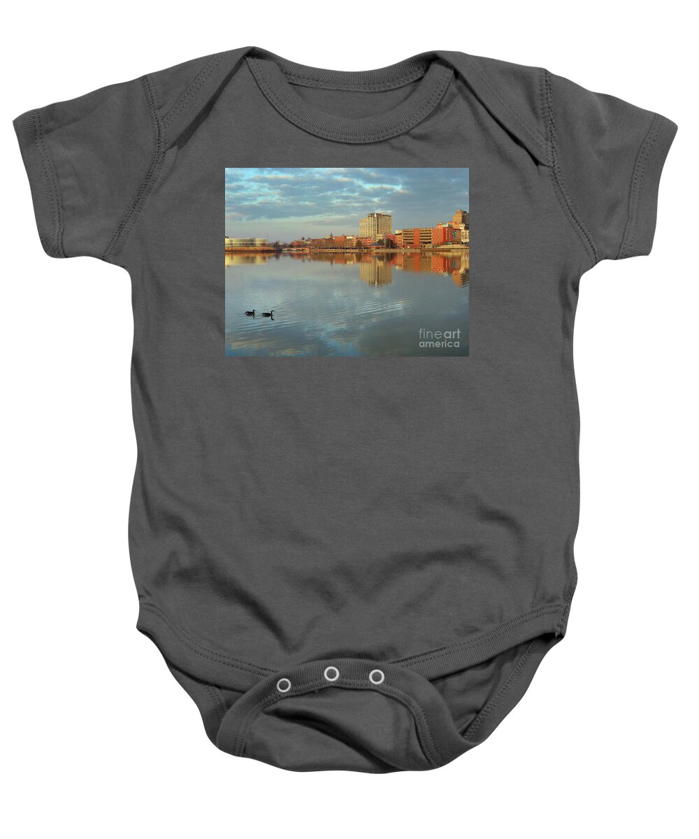 Sunrise Baby Onesie featuring the photograph Sunrise on Fort Industry Square Toledo Ohio 4988 by Jack Schultz
