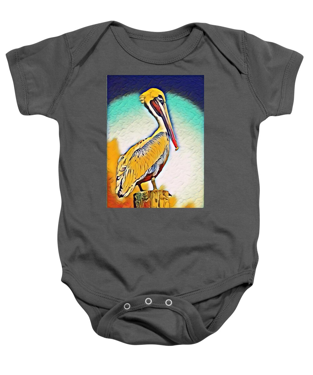 Pelican Baby Onesie featuring the photograph Sunset by Alison Belsan Horton