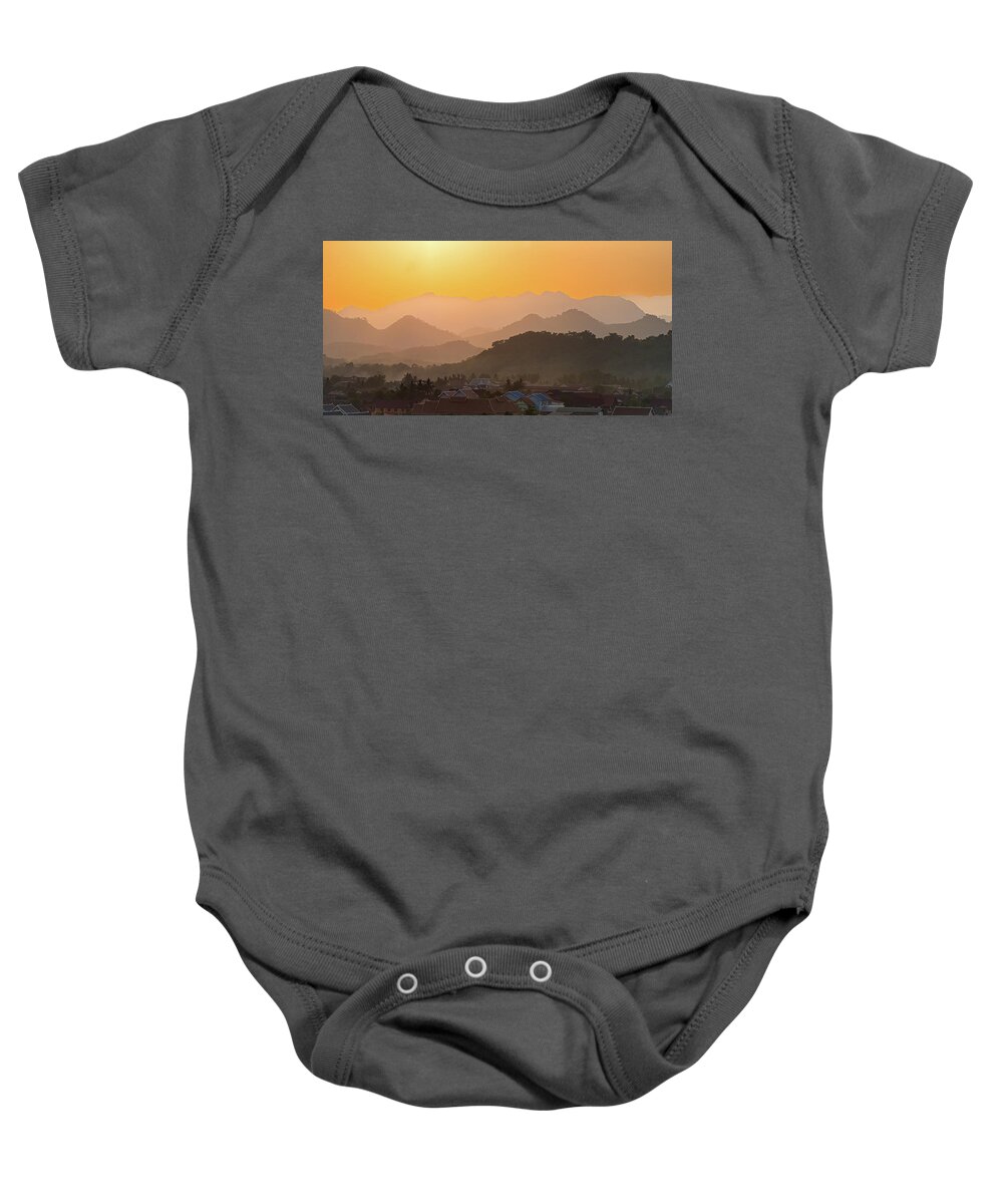 Laos Baby Onesie featuring the photograph Sunset In Laos by Marla Brown