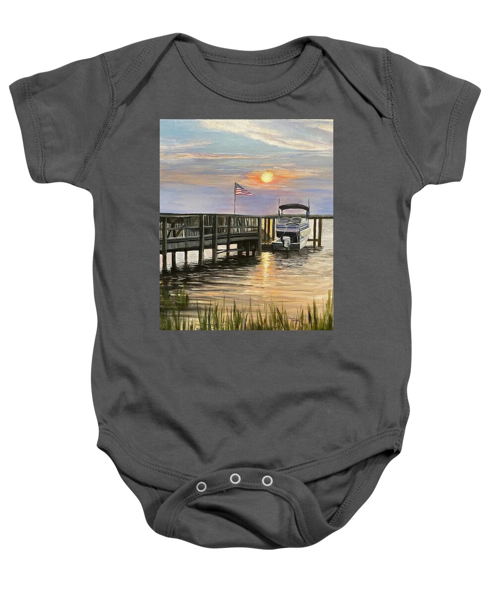 Painting Baby Onesie featuring the painting Sunset in Sea Isle by Paula Pagliughi