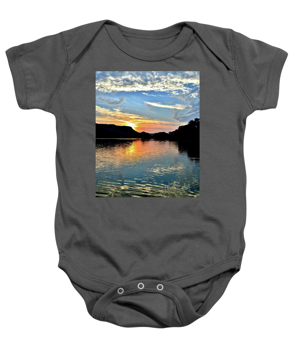 Sunset Baby Onesie featuring the photograph Sunset on the River by Susie Loechler