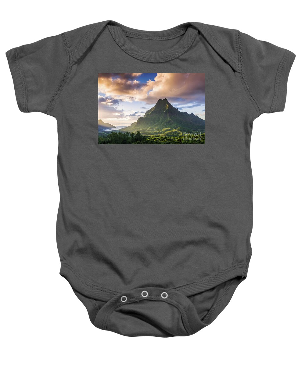 Sunset Baby Onesie featuring the photograph Sunset over Moorea, French Polynesia by Matteo Colombo