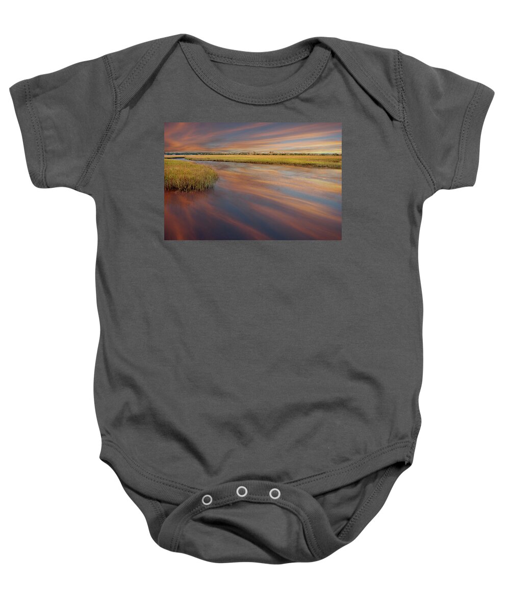 Marsh Baby Onesie featuring the photograph Sunset over the Marsh by James C Richardson