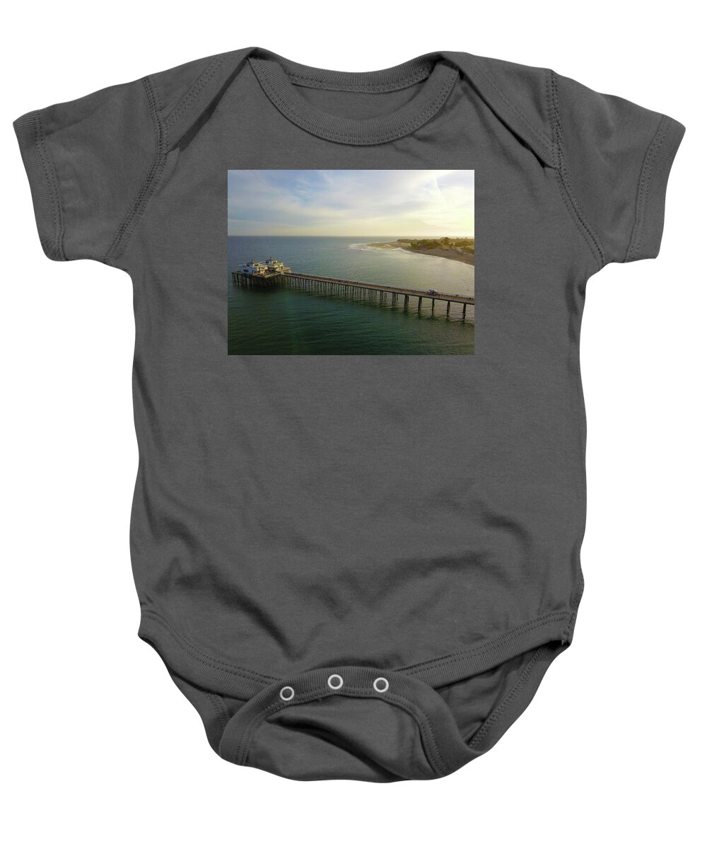 Aerial Baby Onesie featuring the photograph Sunset Over The Pier by Marcus Jones