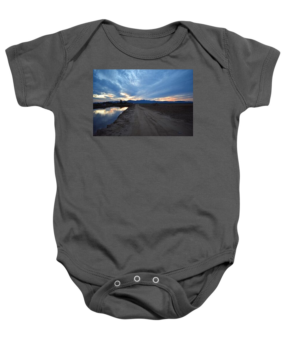 White Baby Onesie featuring the photograph Sunset over White Tank Mountains 3 by Nina Kindred