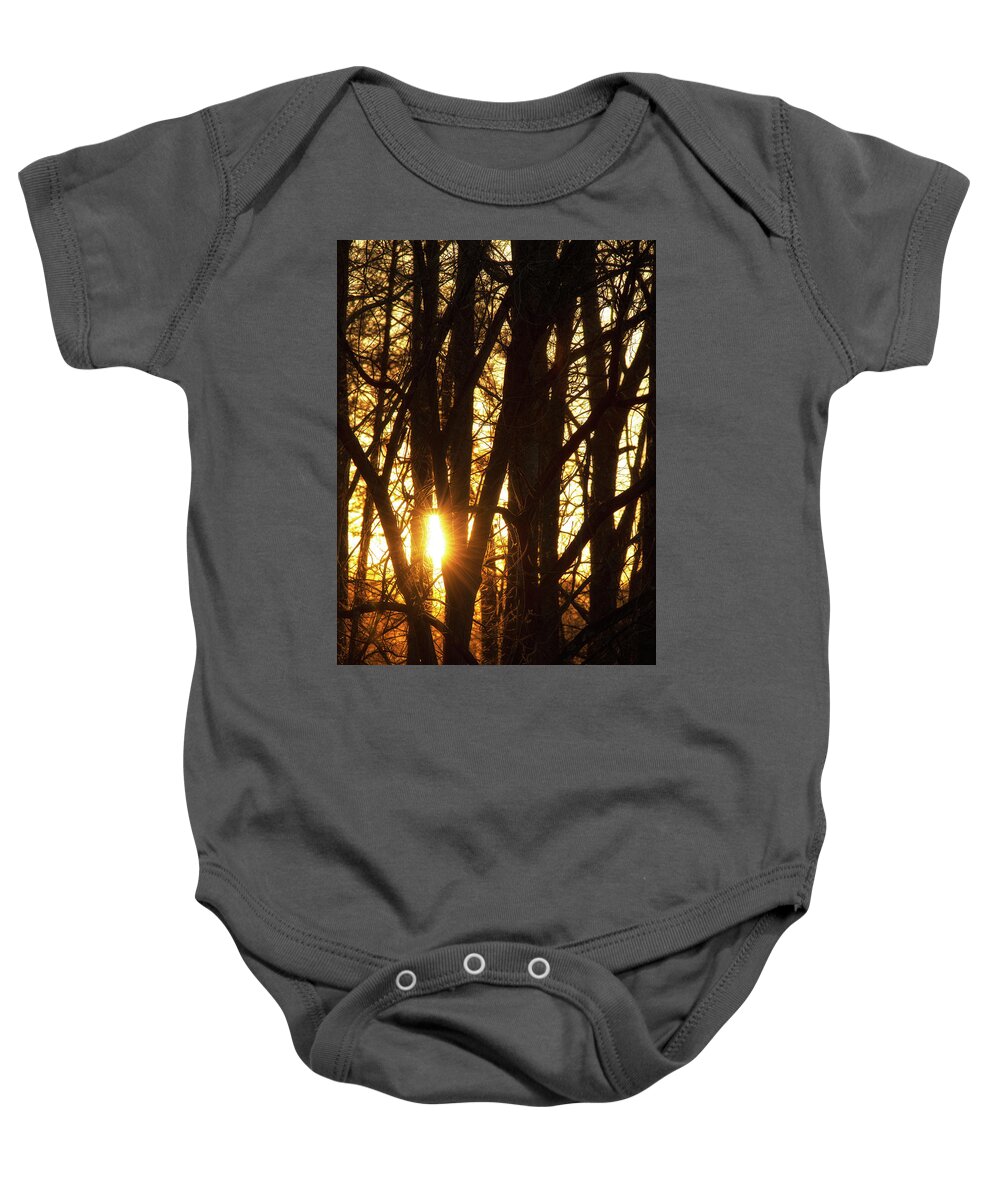 North Wilkesboro Baby Onesie featuring the photograph Sunset Through the Trees by Charles Floyd