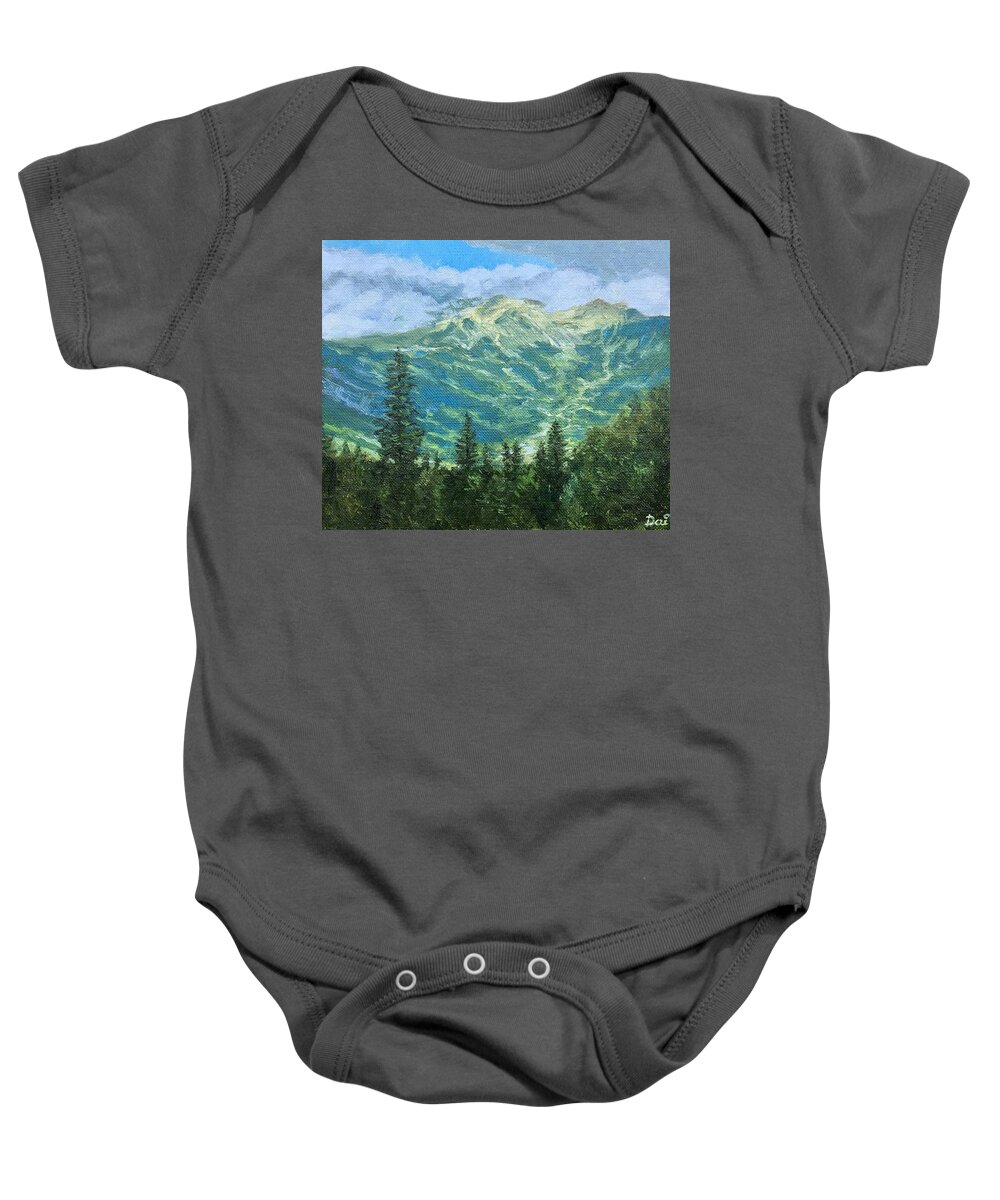 Valley Baby Onesie featuring the painting Sunshine Above Grindelwald Switzerland by Dai Wynn