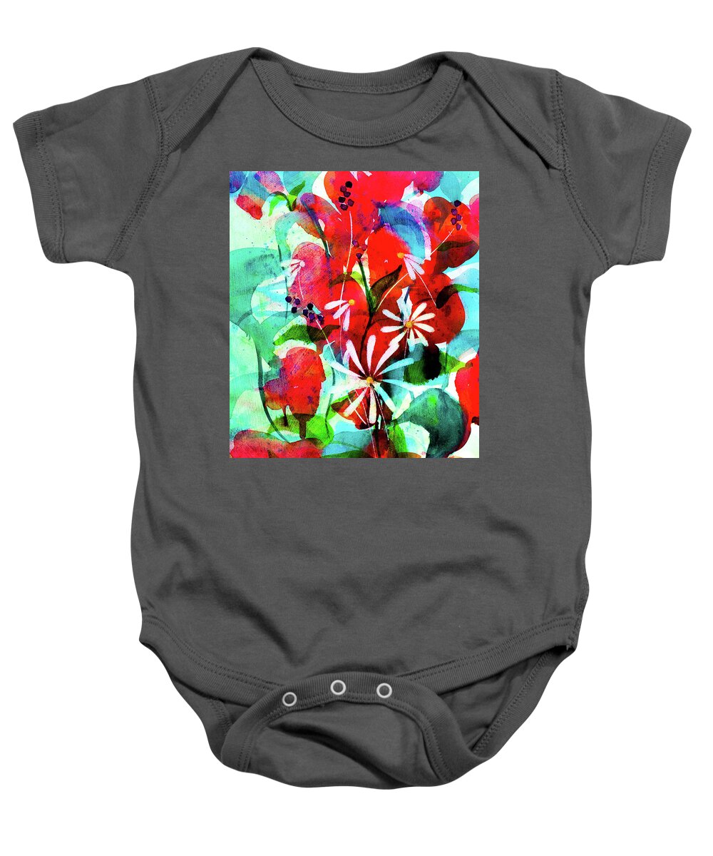 Abstract Baby Onesie featuring the painting Surprise by Lee Beuther