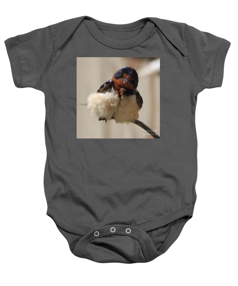 Swallow Baby Onesie featuring the photograph Swallow babe by Nicola Finch
