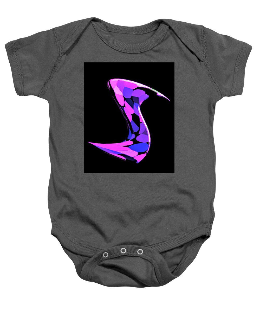Abstract Baby Onesie featuring the digital art Swan Abstract by Ronald Mills