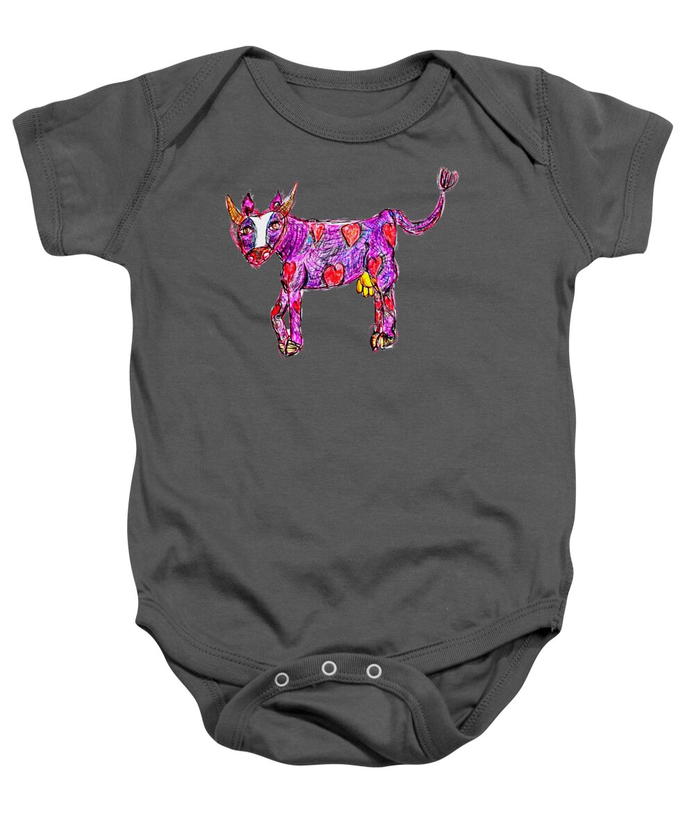 Cow Baby Onesie featuring the digital art Sweet Cow by Mimulux Patricia No