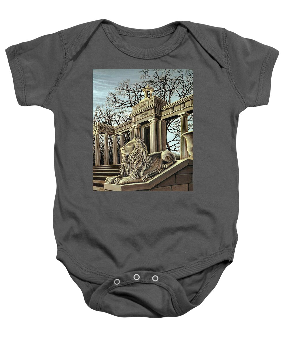 Architectural Landscape Baby Onesie featuring the painting Swope Monument by George Lightfoot