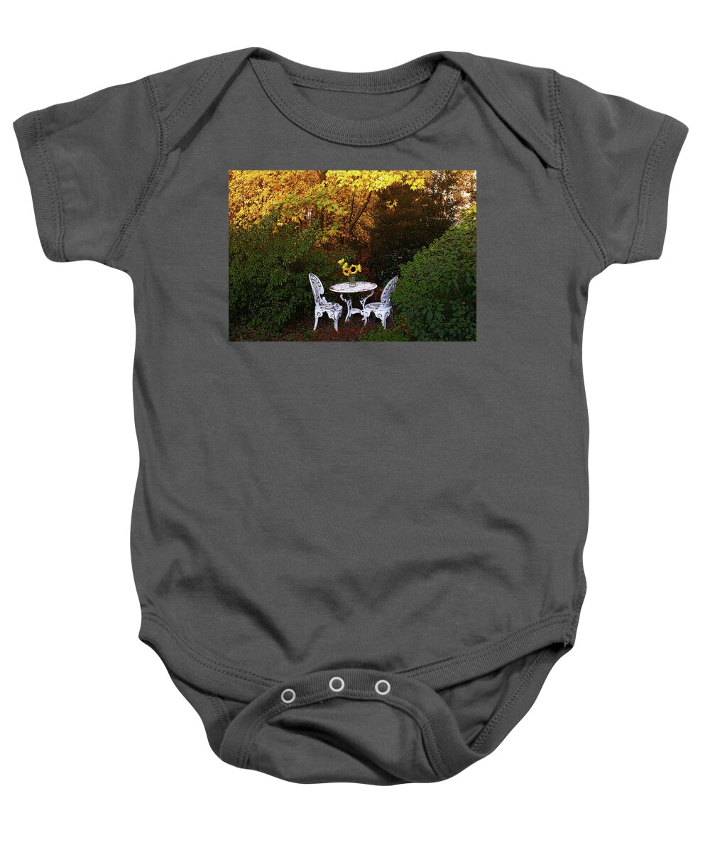 Autumn Baby Onesie featuring the photograph Table for Two by Ola Allen