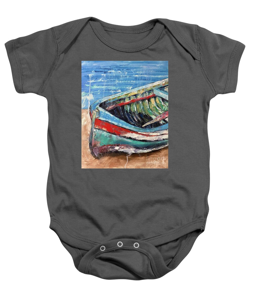 Dinghy Baby Onesie featuring the painting Taking A Rest by Alan Metzger