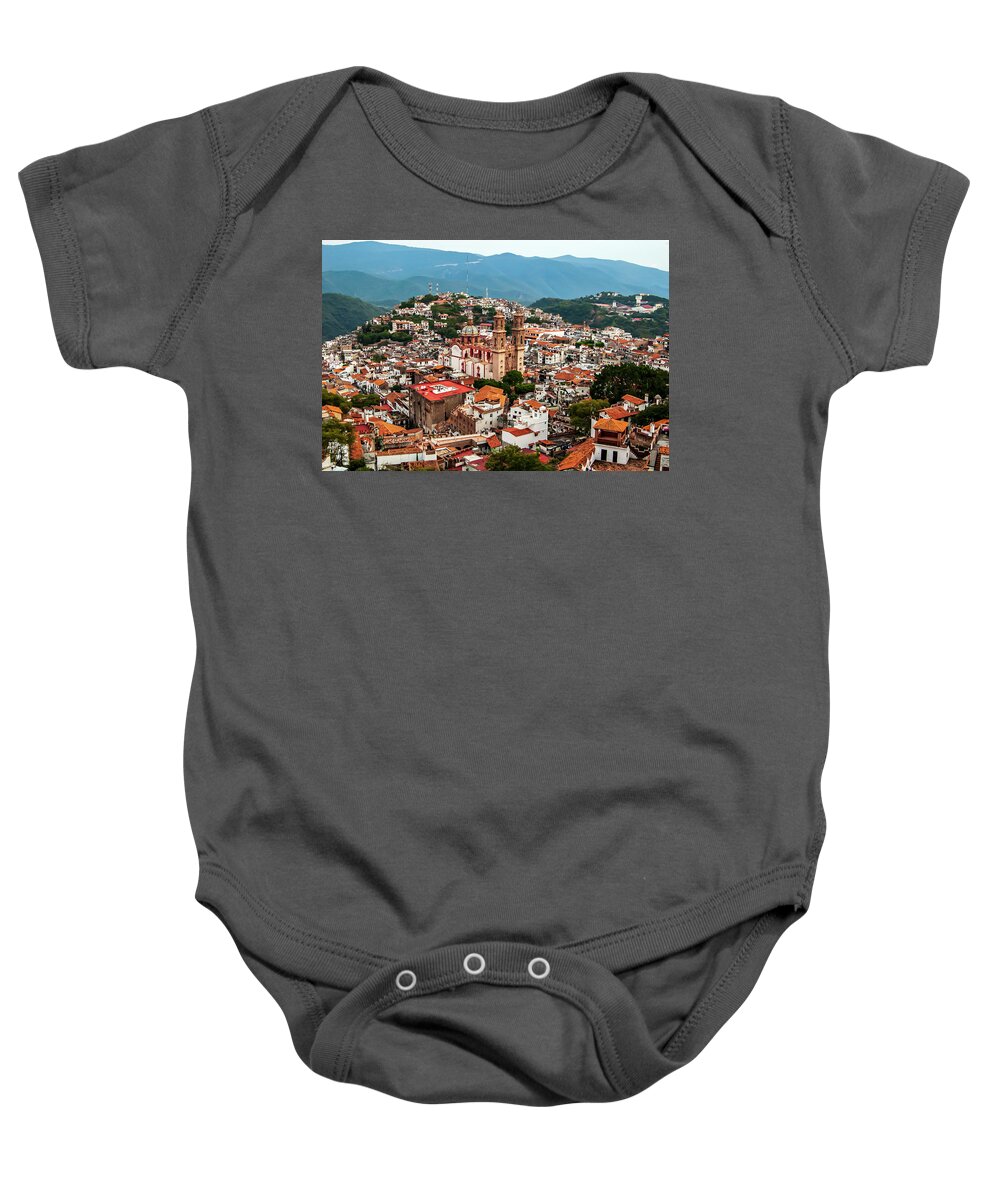 Taxco Baby Onesie featuring the photograph Taxco From Above by William Scott Koenig