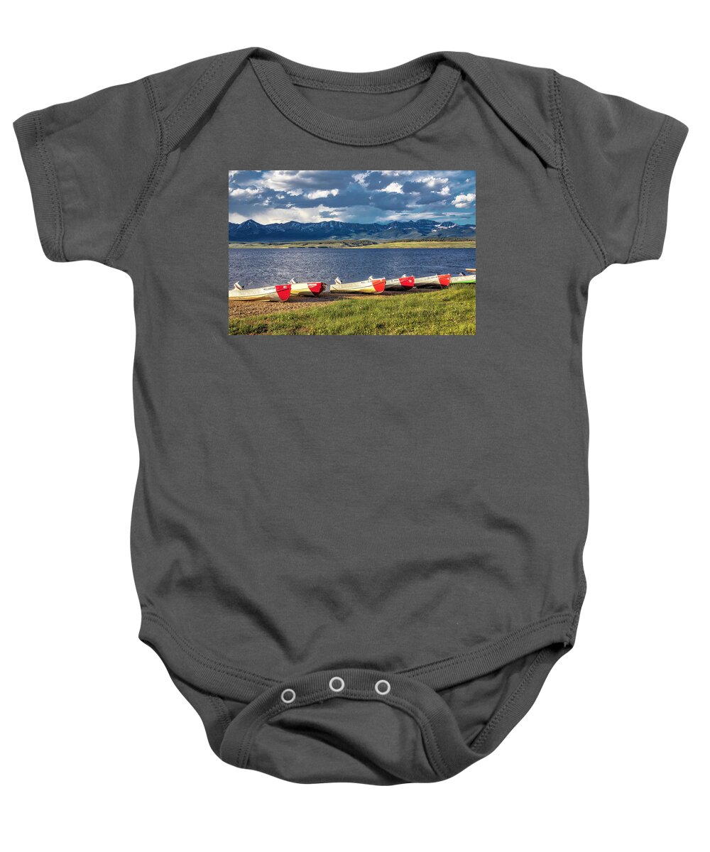 Boat Baby Onesie featuring the photograph Taylor Park Reservoir Boats by Lorraine Baum