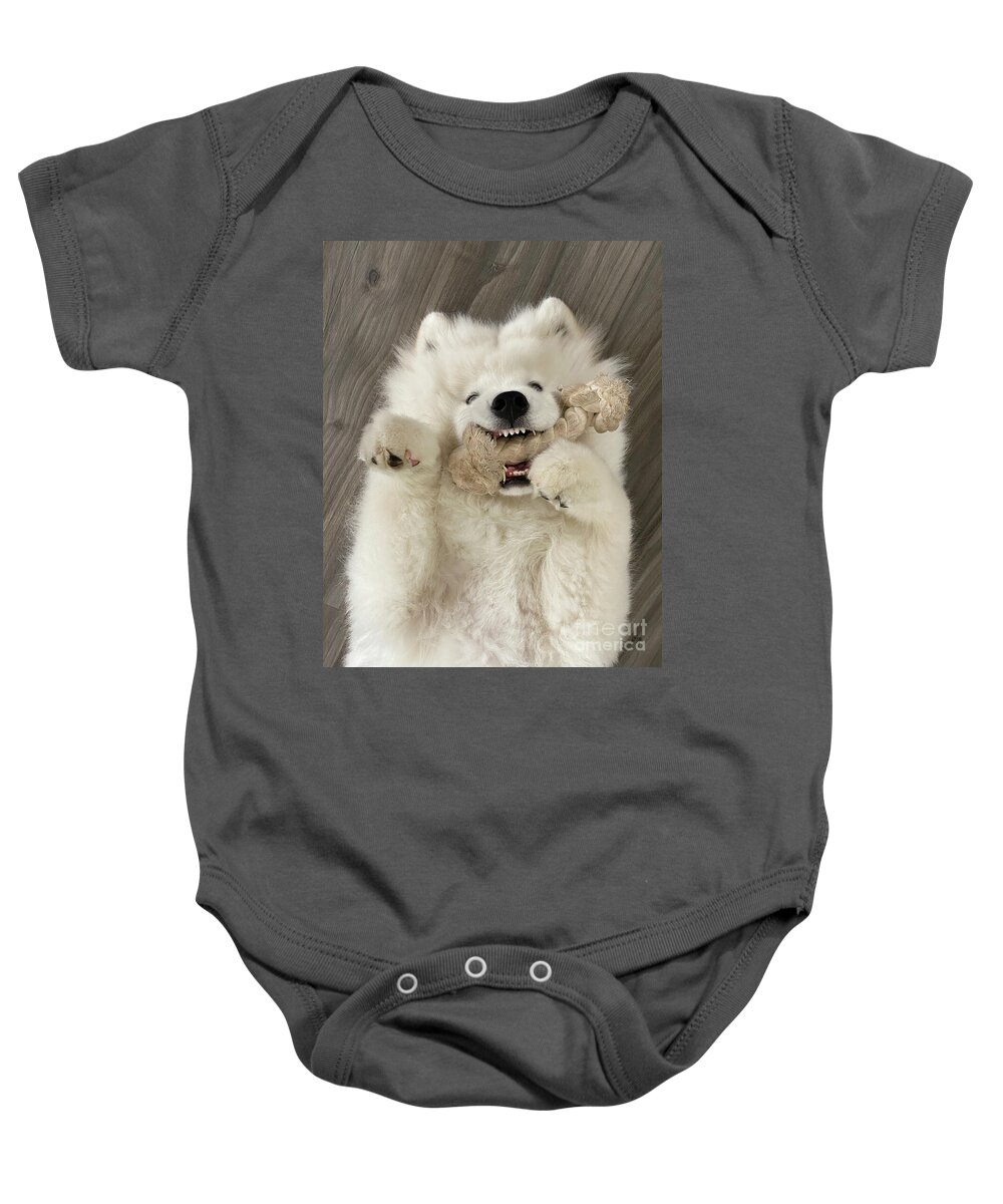 Samoyed Baby Onesie featuring the photograph Teething by Lois Bryan