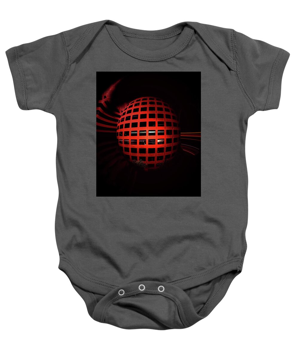 Red Baby Onesie featuring the digital art Telecommute by Addison Likins