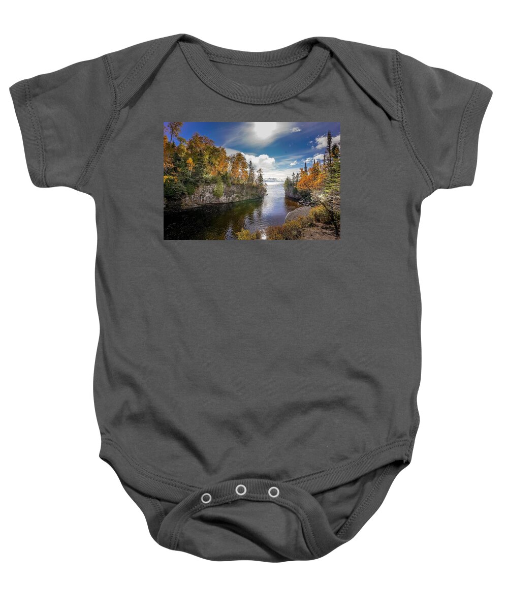 Inspirational Baby Onesie featuring the photograph Temperance River by Susan Rydberg