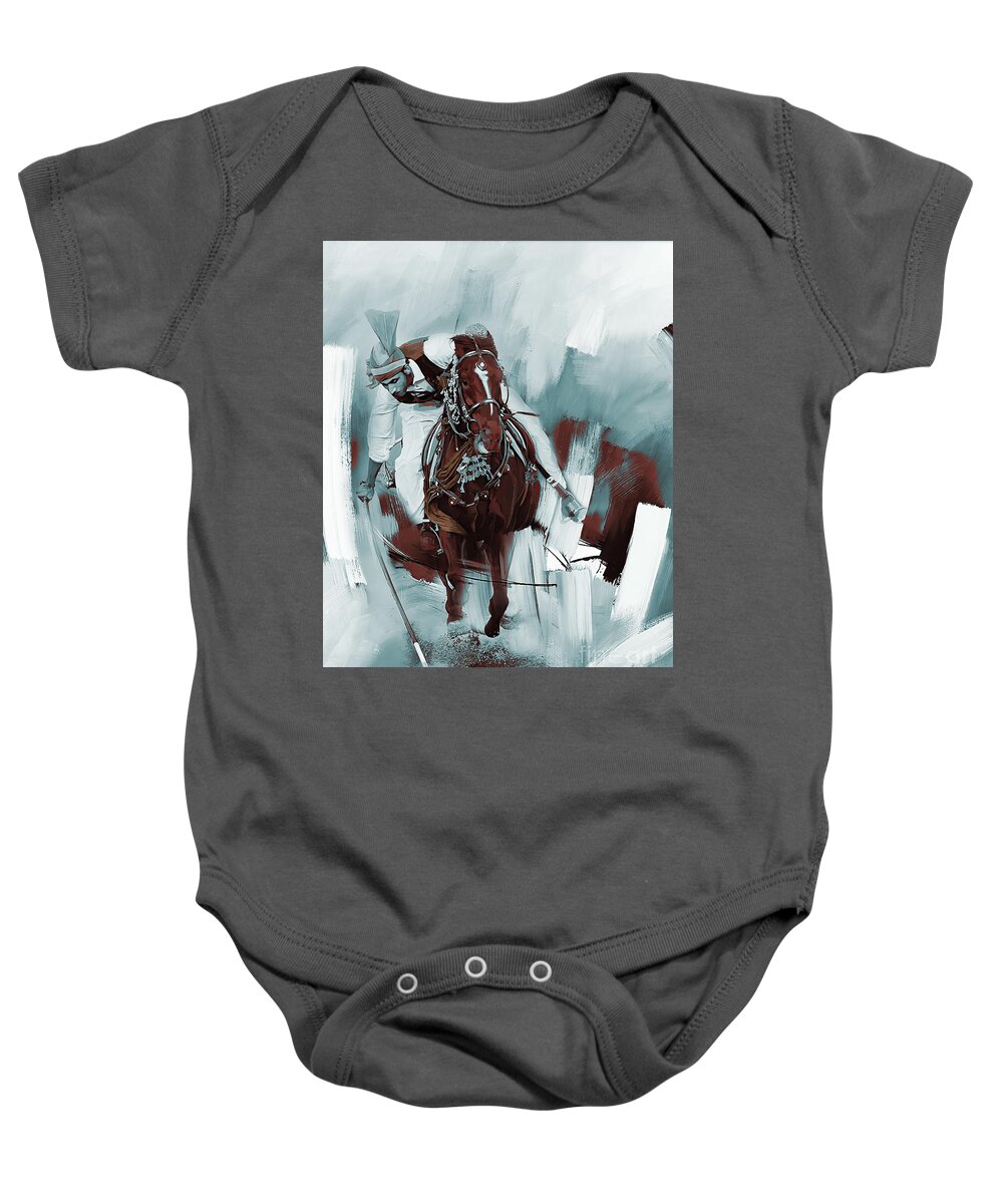 Polo Baby Onesie featuring the painting Tent Pegging by Gull G