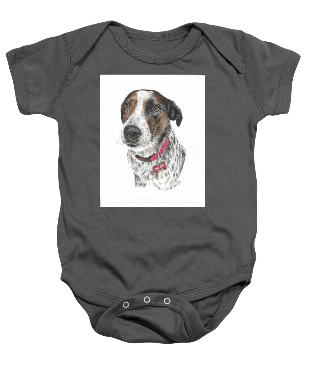 Pet Baby Onesie featuring the drawing Thatcher by Mike Ivey