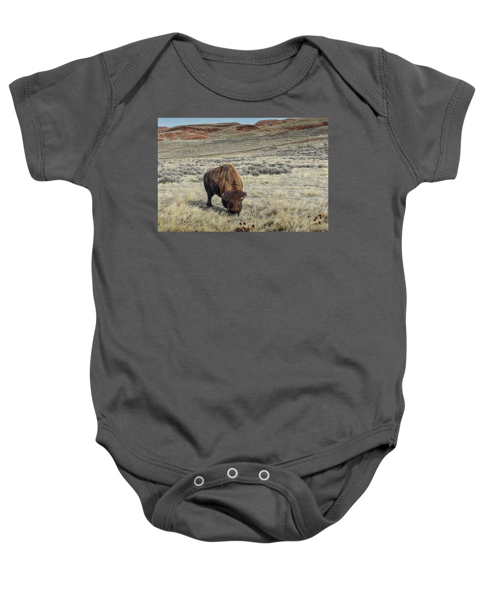 Wildlife Baby Onesie featuring the photograph The American Bison by Laura Putman