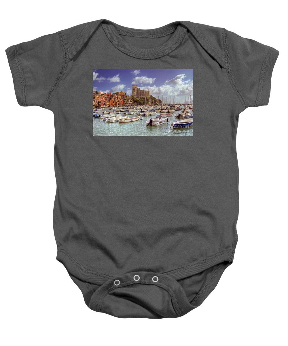 Harbour Baby Onesie featuring the photograph The Bay and the Castle - Lerici - Italy by Paolo Signorini