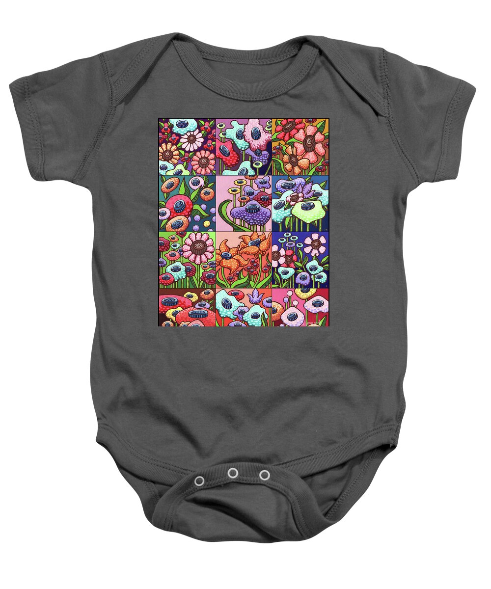 Flower Baby Onesie featuring the painting The Color Carnival Floral Painting Collection by Amy E Fraser