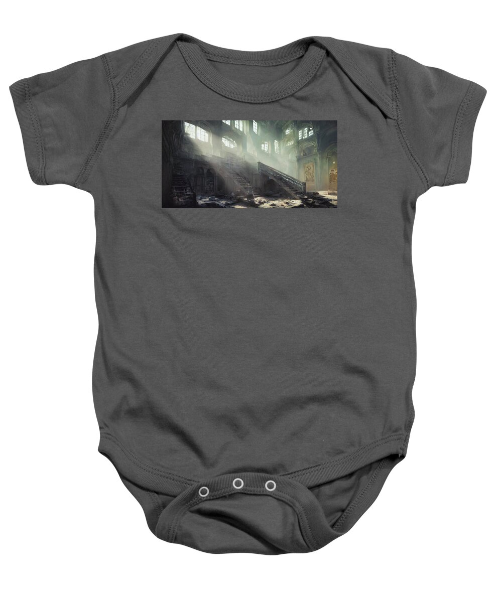 Ai Baby Onesie featuring the digital art The Congress Library by Micah Offman