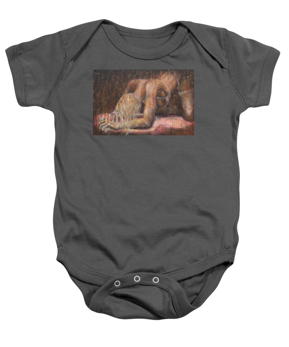 Erotic Baby Onesie featuring the painting The Crying Game by Nik Helbig