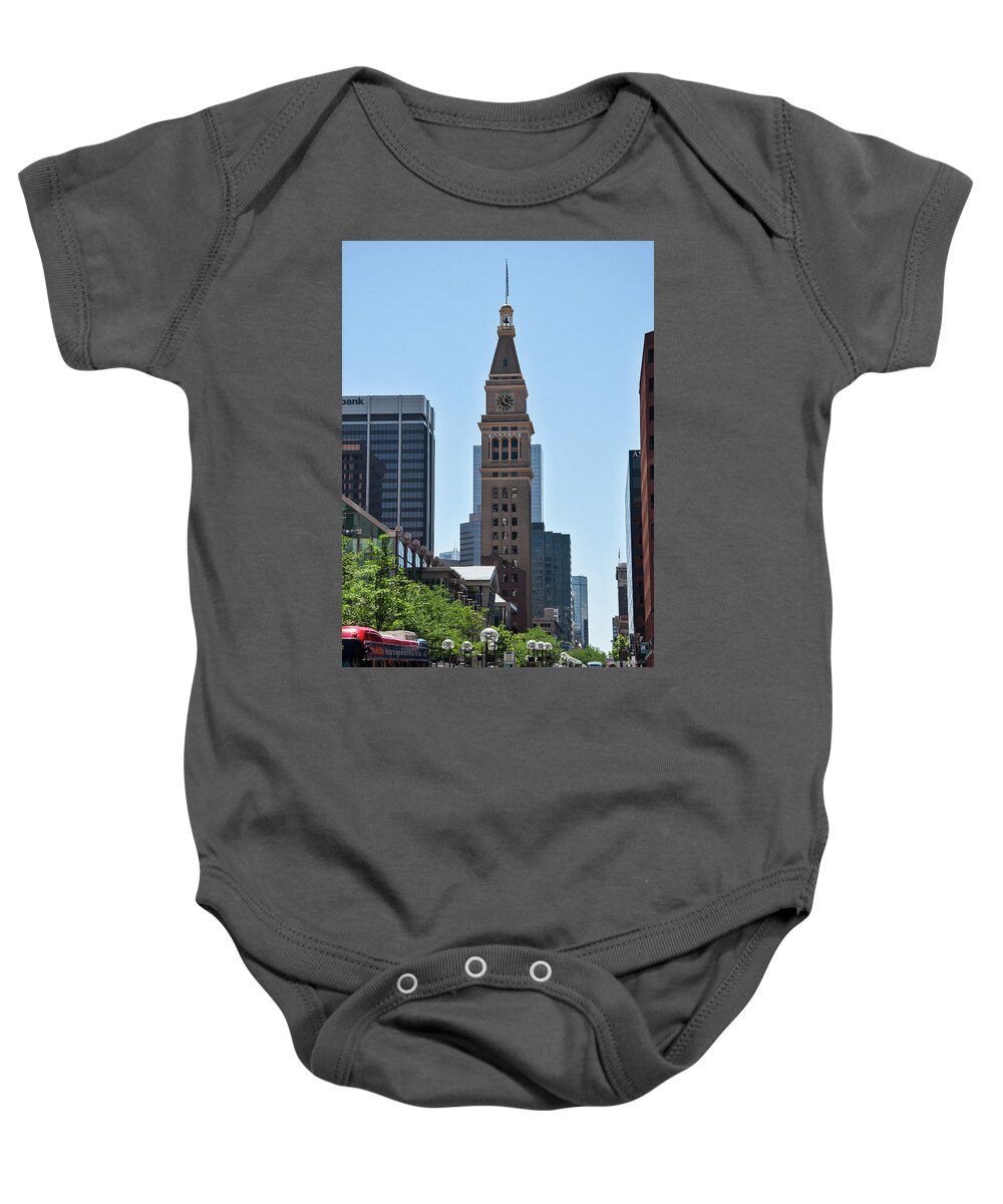 Denver Baby Onesie featuring the digital art The Denver 16th Street Mall by Kirt Tisdale