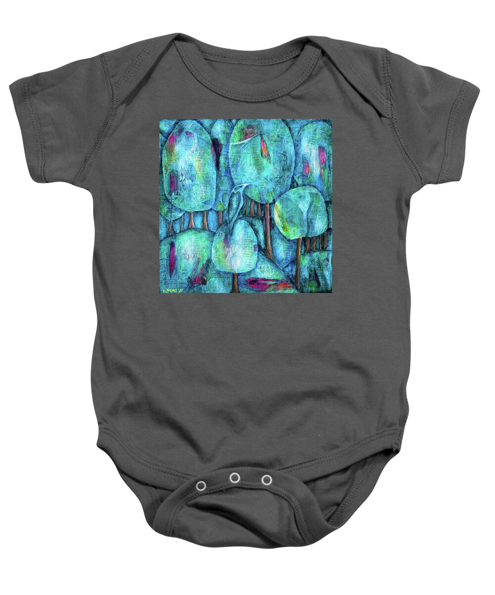 Green Baby Onesie featuring the painting The Emerald Forest by Winona's Sunshyne