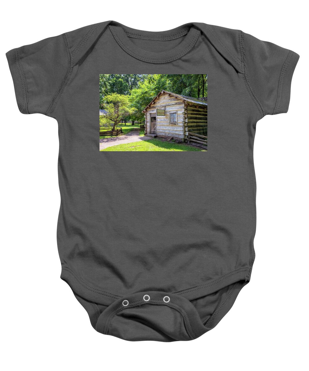 Abraham Lincoln Baby Onesie featuring the photograph The First Berry-Lincoln Store - New Salem, Illinois by Susan Rissi Tregoning
