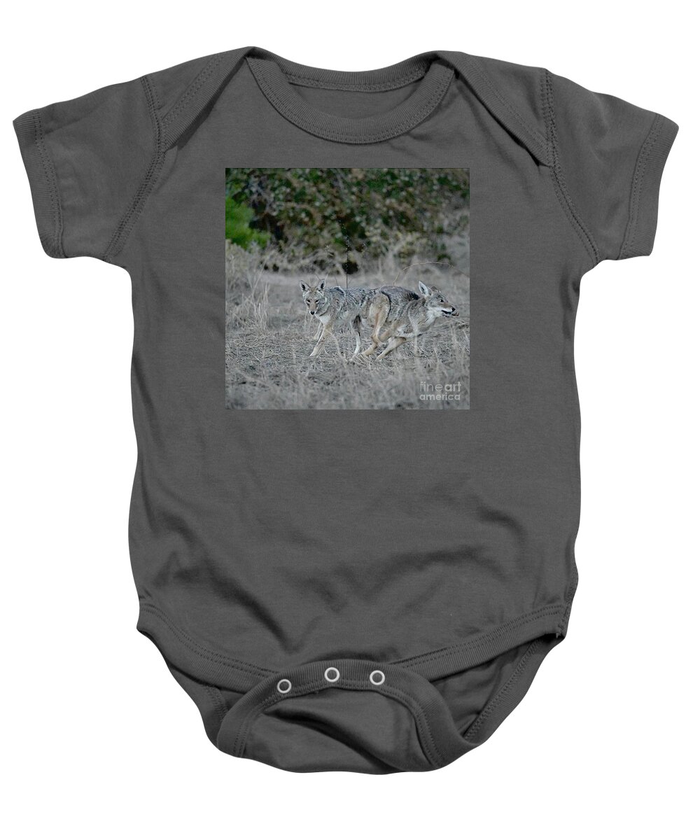 Coyote Baby Onesie featuring the digital art The Get Away by Tammy Keyes