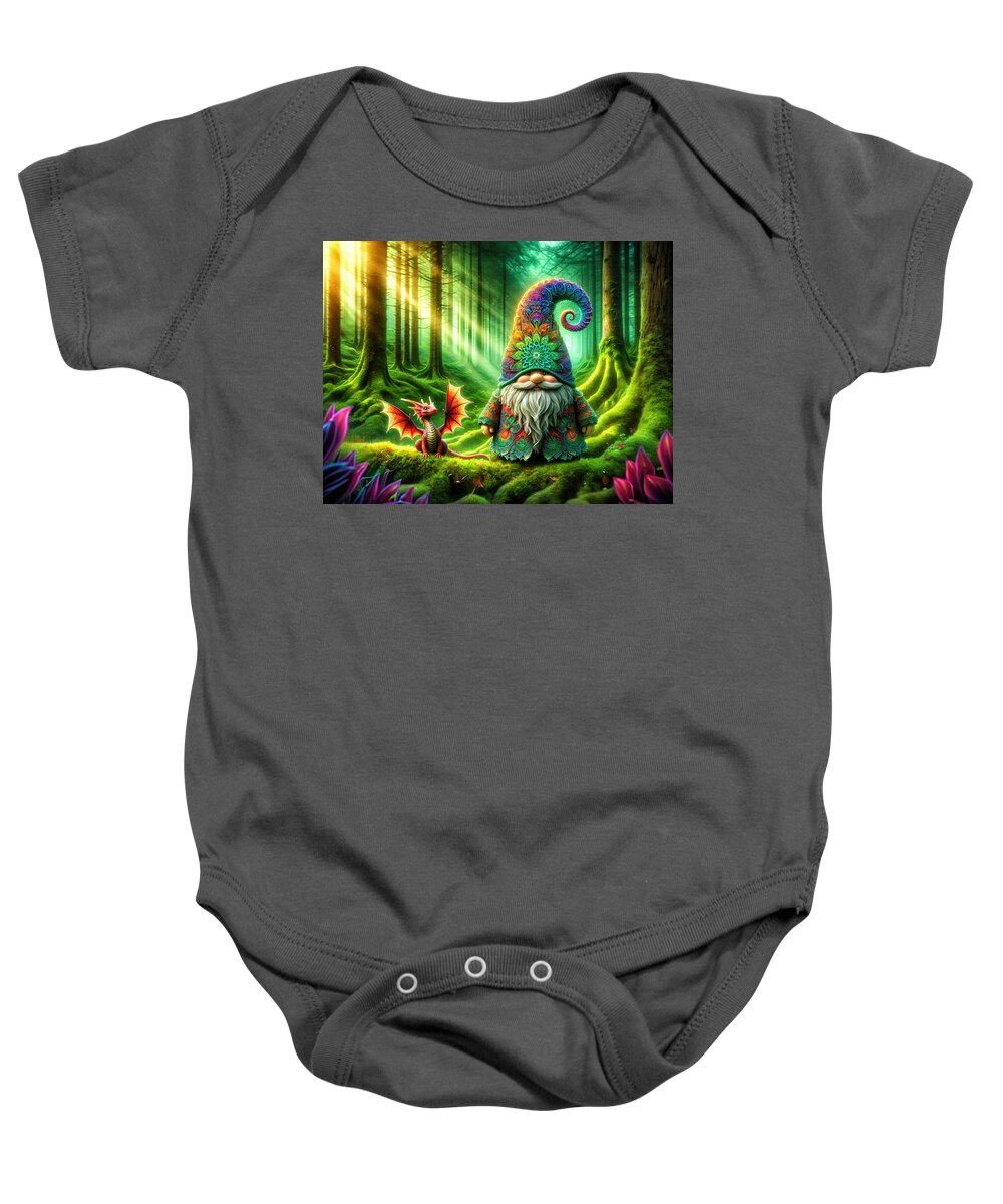 Enchanted Forest Baby Onesie featuring the photograph The Gnome's Enchanted Morn by Bill and Linda Tiepelman
