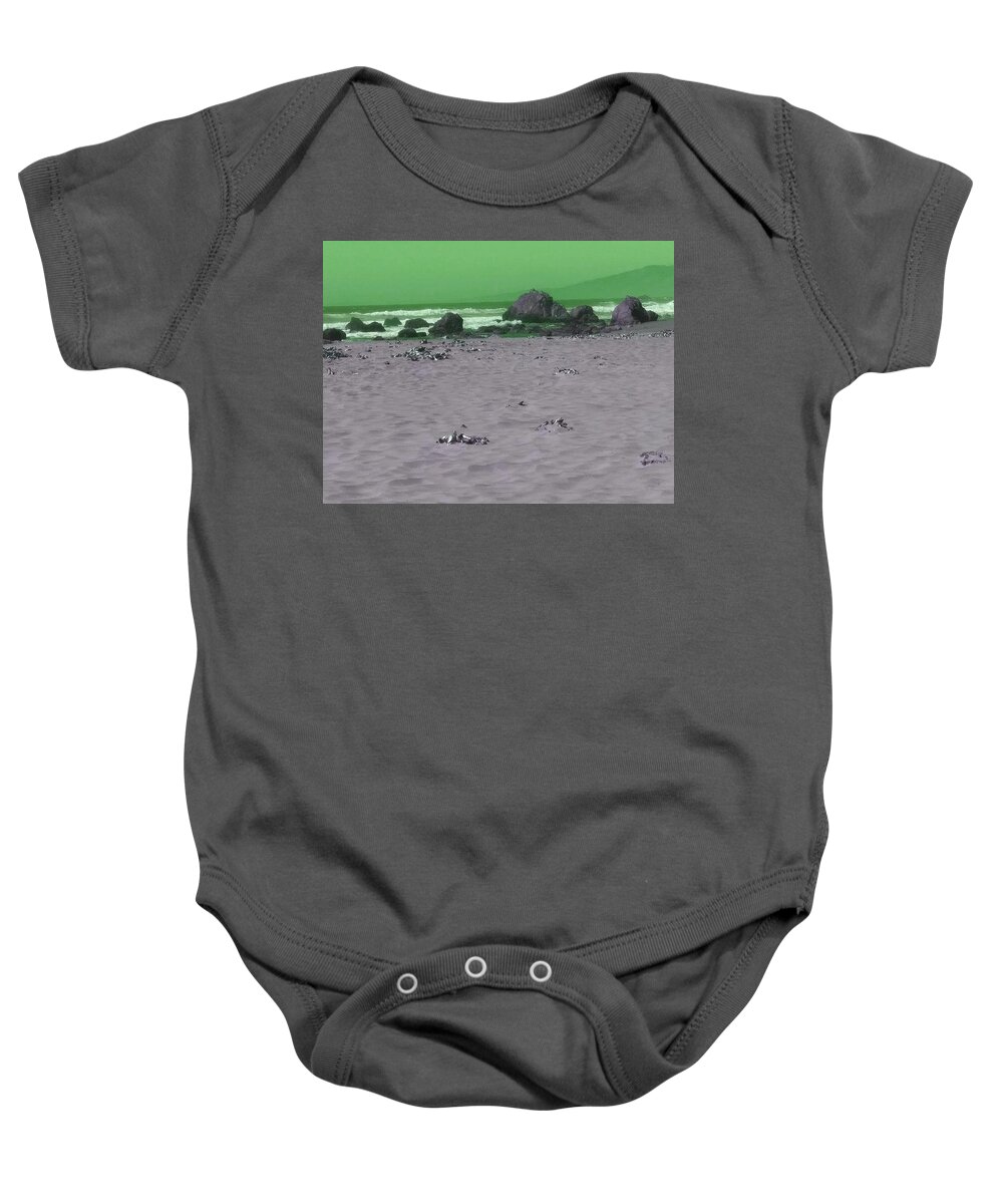 Coast Baby Onesie featuring the photograph The green sky at the coast by Steven Wills