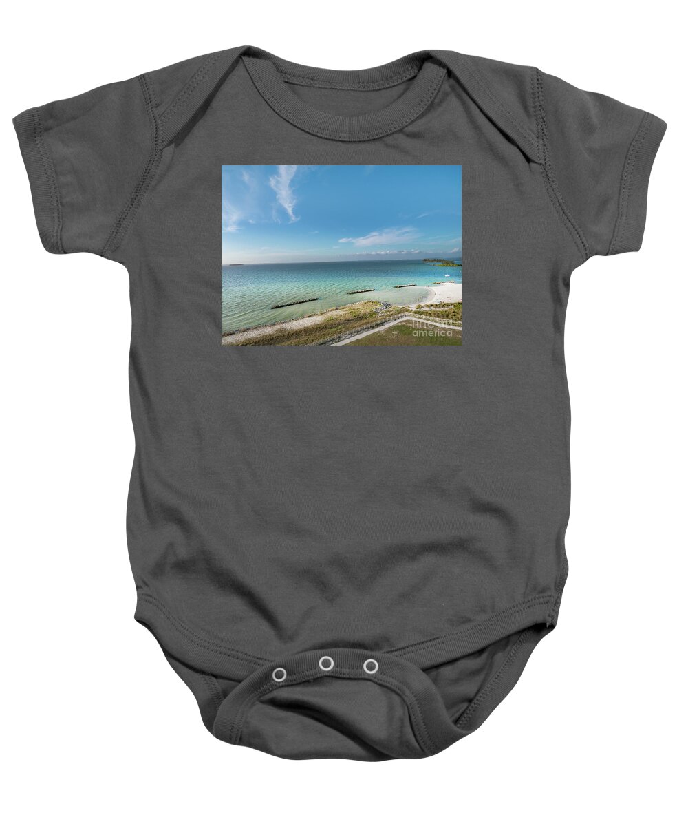 Apollo Beach Baby Onesie featuring the photograph The Gulf of Mexico with brilliant blues and aquas at Apollo Beac by Timothy OLeary