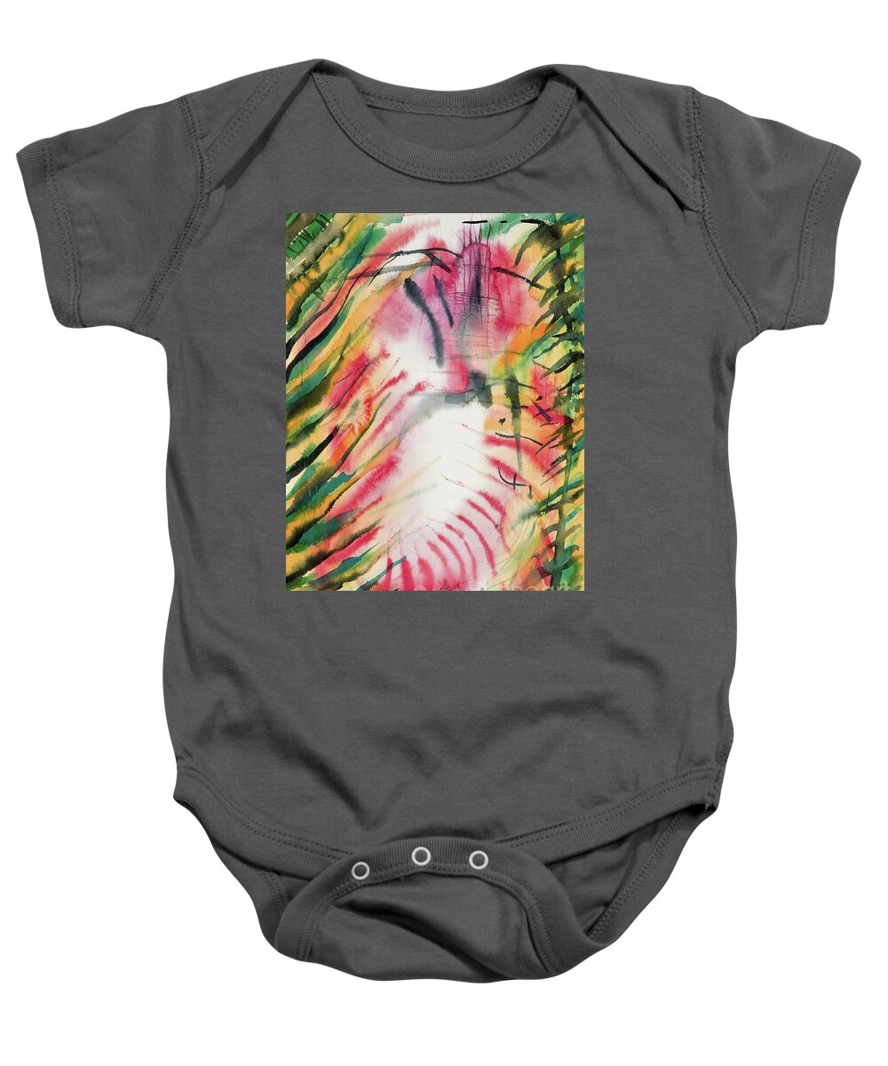 #jungle #within #watercolor #watercolorpainting #abstract #abstractwatercolor #glenneff #neff #thesoundpoetsmusic #picturerockstudio #thejunglewithin Www.glenneff.com Baby Onesie featuring the painting The Jungle Within by Glen Neff