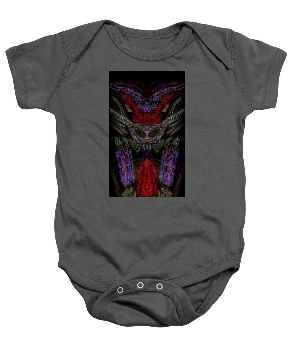 The Kosmic Baboon Baby Onesie featuring the digital art The Kosmic Baboon by Michael Canteen