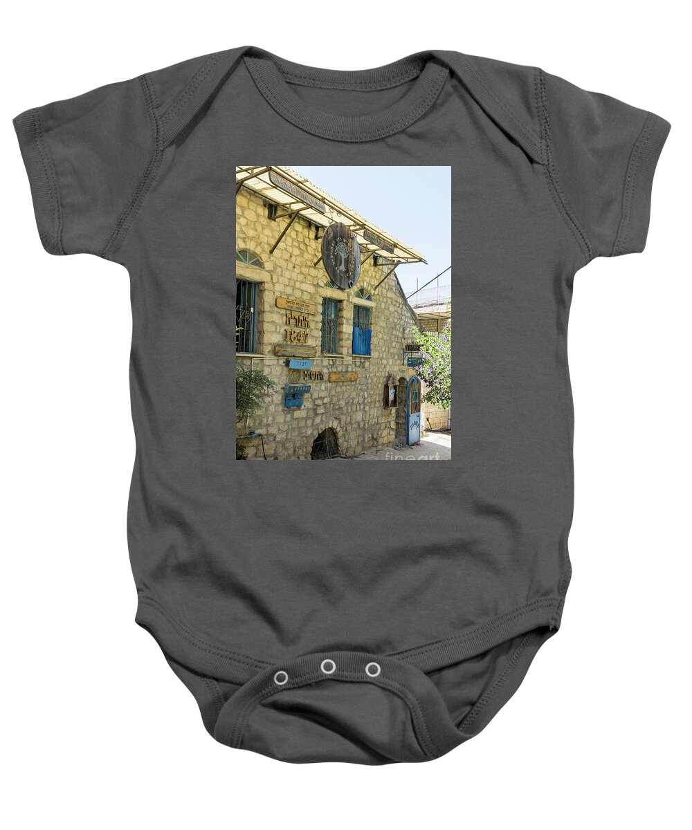 Gallery Alley Baby Onesie featuring the photograph The Kosov Jewish Community along Gallery Alley, Artists Quarter, by William Kuta