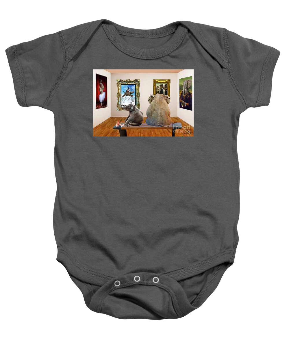 Jen Page Baby Onesie featuring the digital art The Museum by Jennifer Page