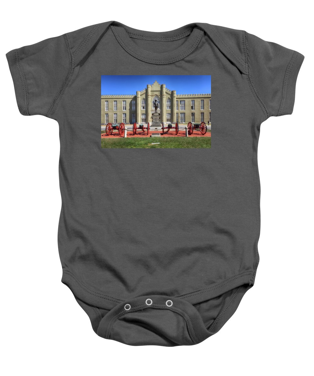 Vmi Baby Onesie featuring the photograph The Old Barracks - Virginia Military Institute by Susan Rissi Tregoning