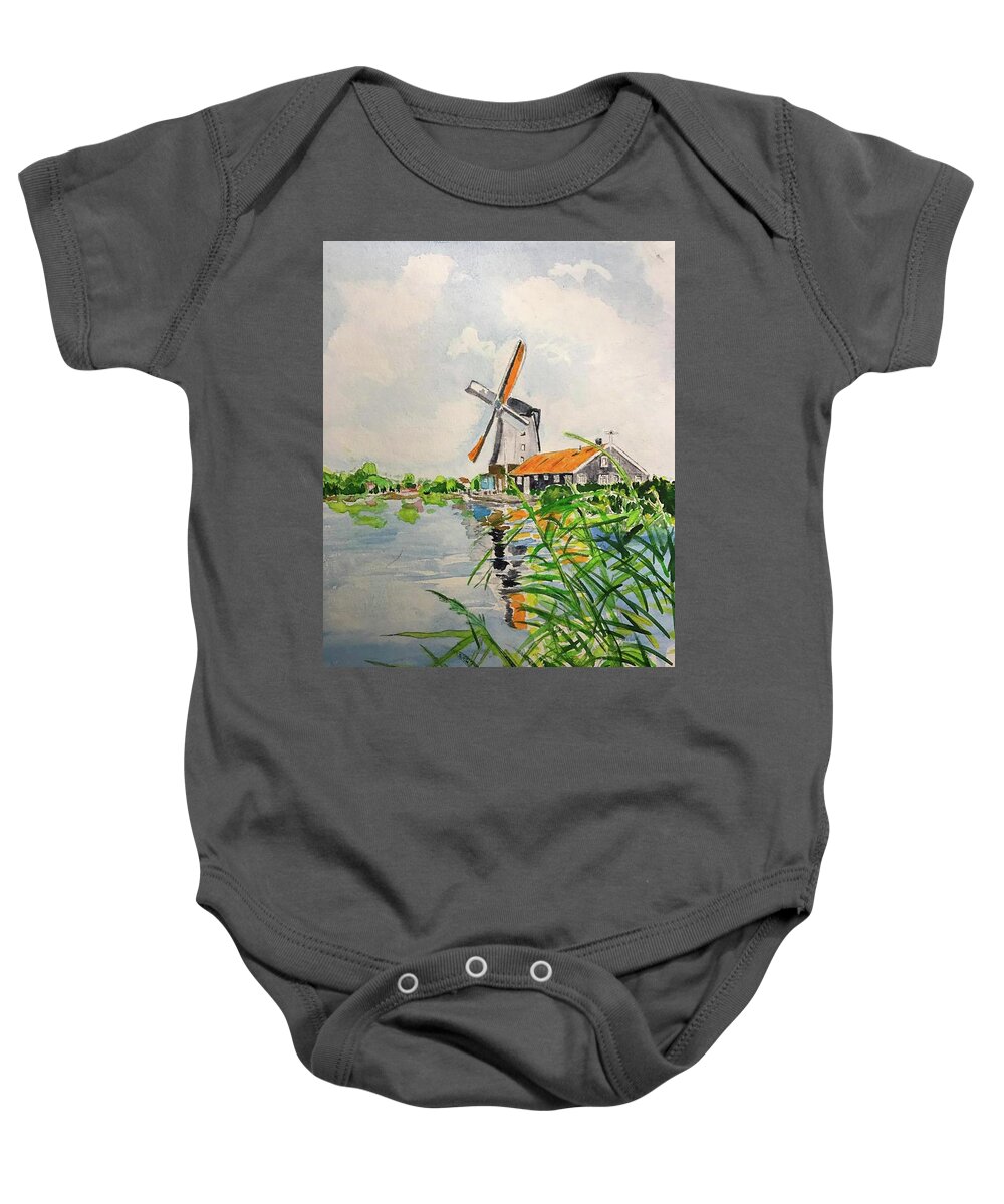  Baby Onesie featuring the painting The Original Mill by John Macarthur