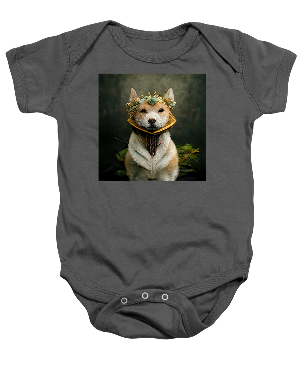 Dog Baby Onesie featuring the digital art The Princess Pup by Nickleen Mosher