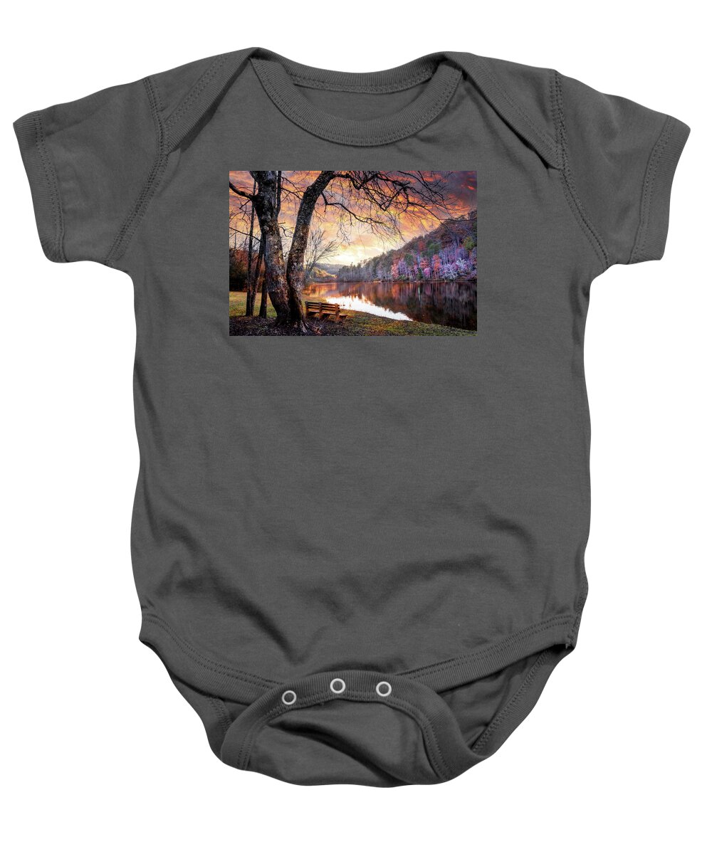 Carolina Baby Onesie featuring the photograph The Quiet of Sunset by Debra and Dave Vanderlaan
