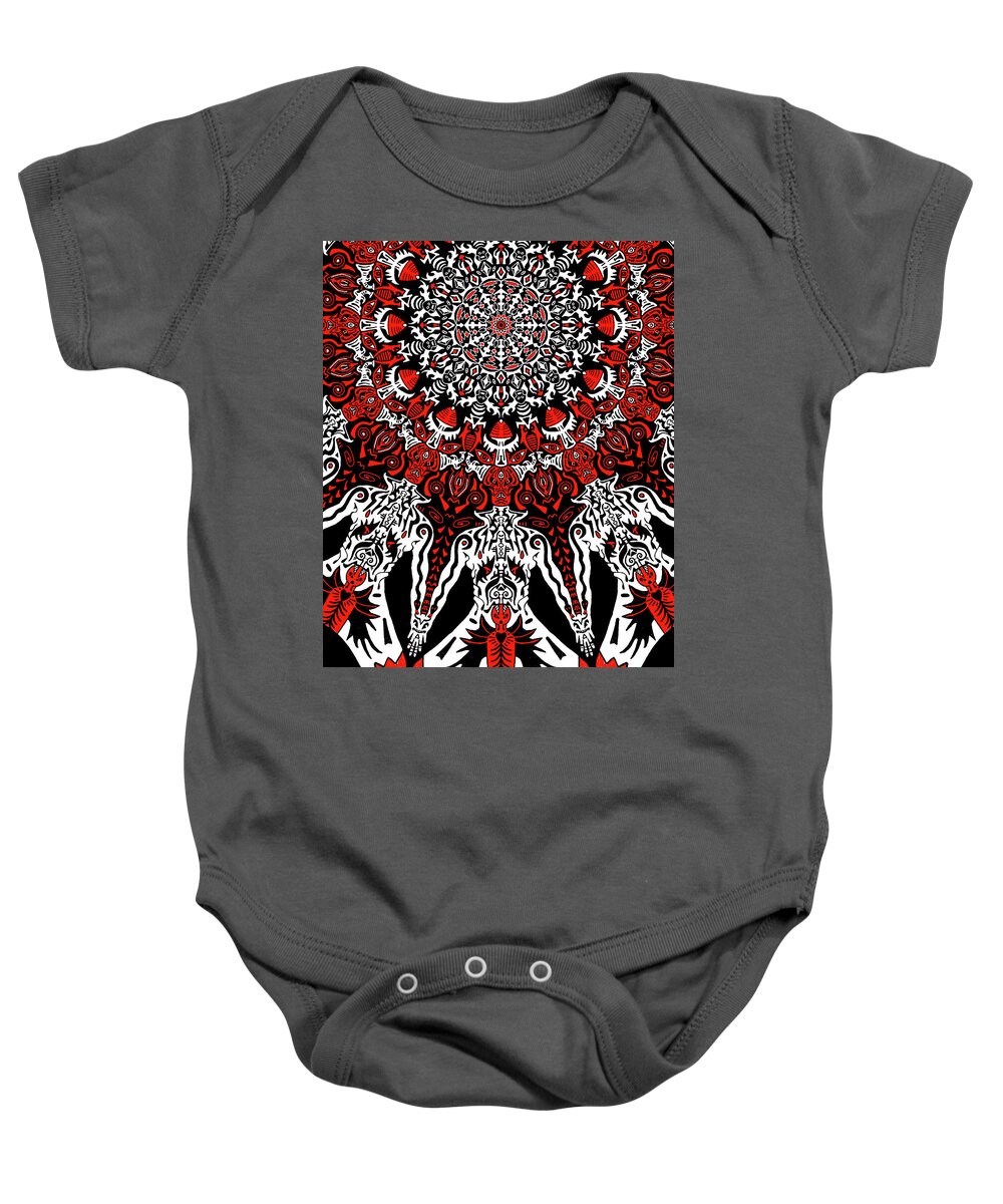 Visionary Baby Onesie featuring the mixed media The ReD OnEs by Myztico Campo