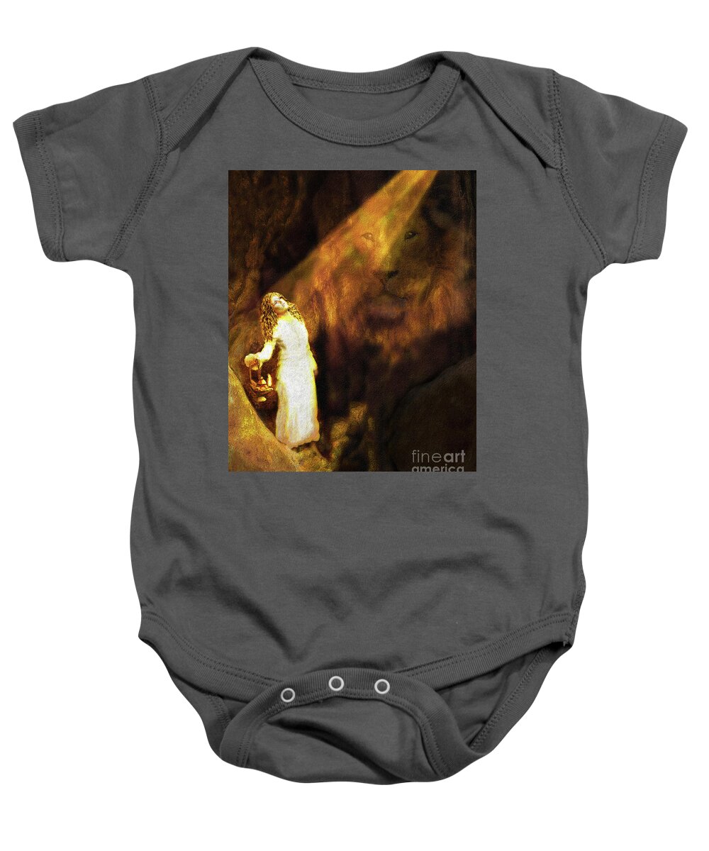 Lion Baby Onesie featuring the digital art The Secret Place - without writing by Constance Woods