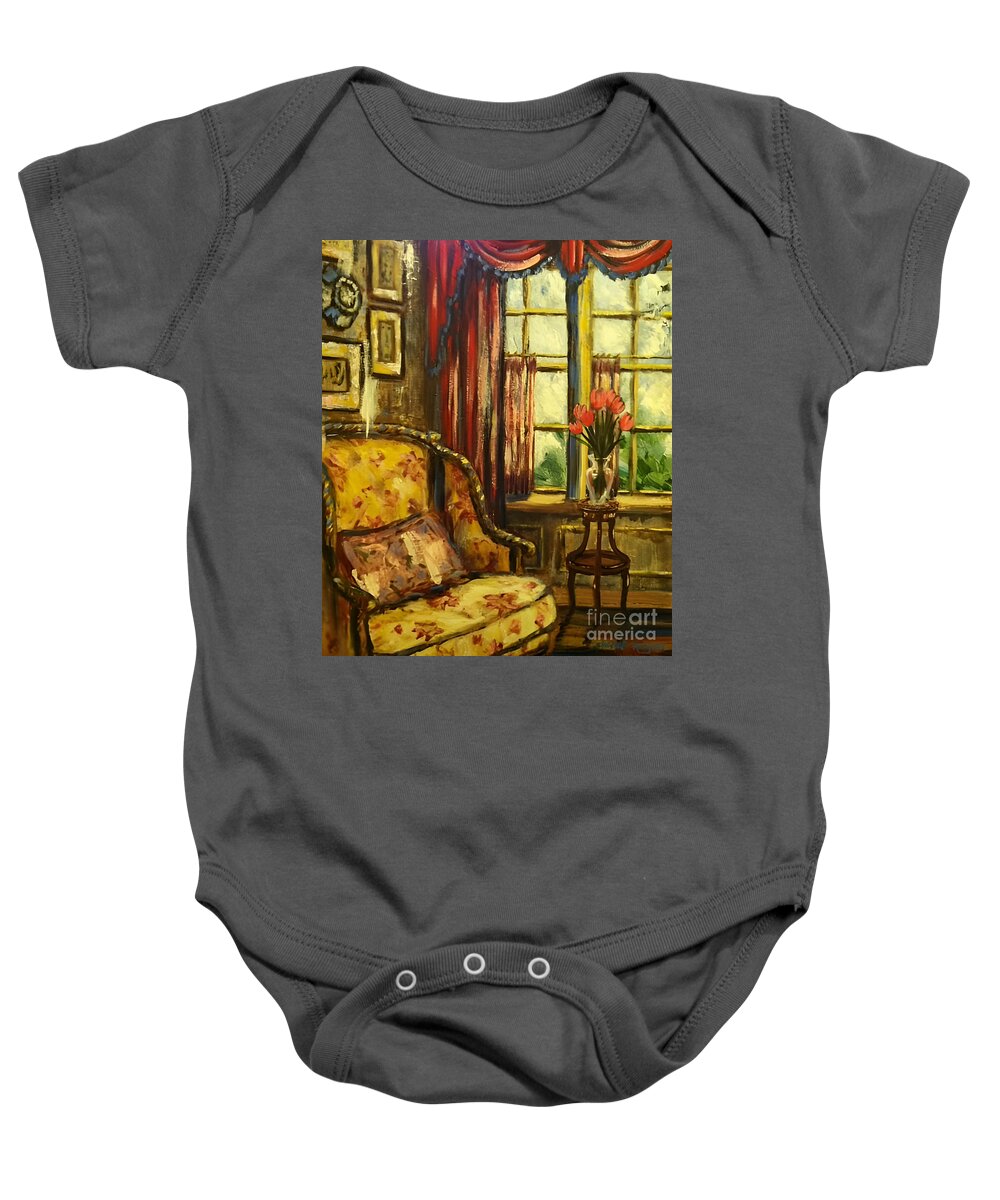 Painting Baby Onesie featuring the painting The Settee by Sherrell Rodgers