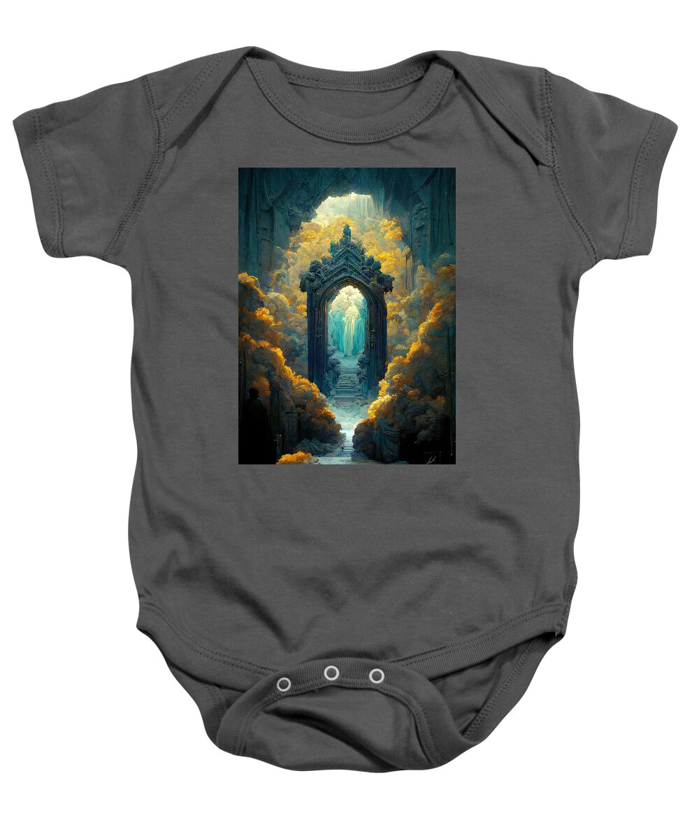 The Seventh Gate Baby Onesie featuring the painting The Seventh Gate - oryginal artwork by Vart. by Vart