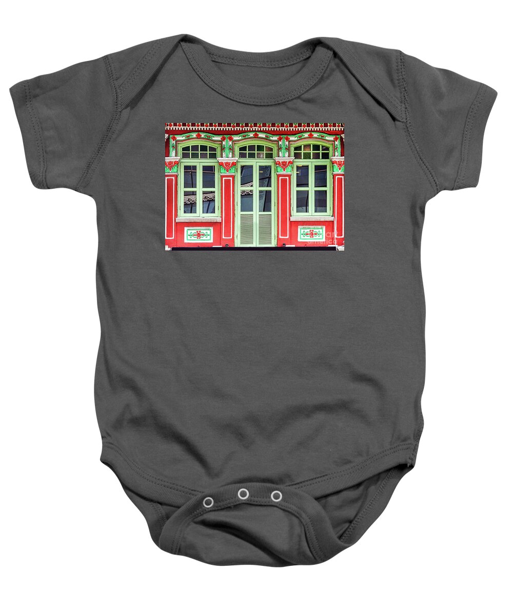 Singapore Baby Onesie featuring the photograph The Singapore Shophouse 24 by John Seaton Callahan